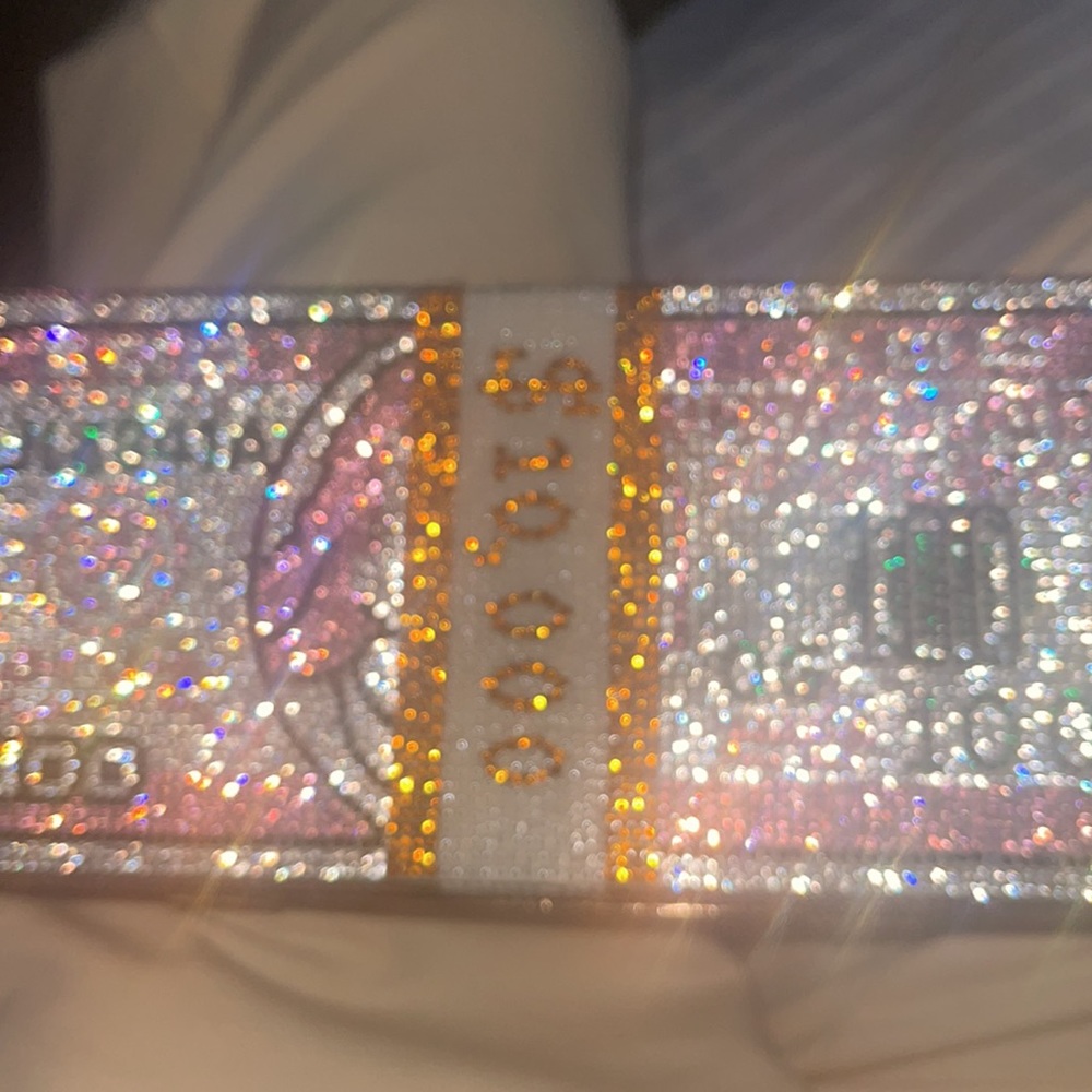 Rhinestone money design Clutch bag